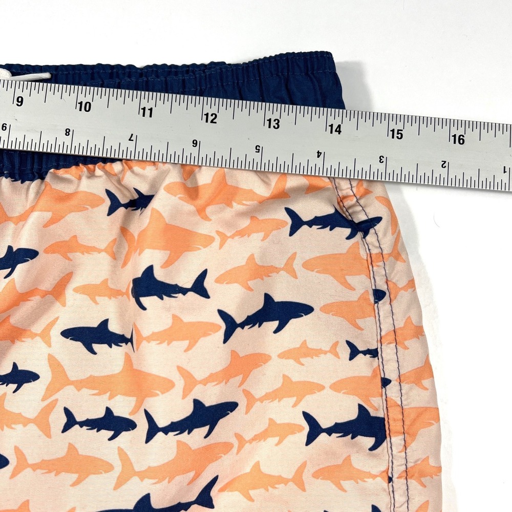 Big Chill Boys Shark Print Swim Trunks Peach Navy XL 14-16 Beach Summer Vacation - Picture 8 of 9